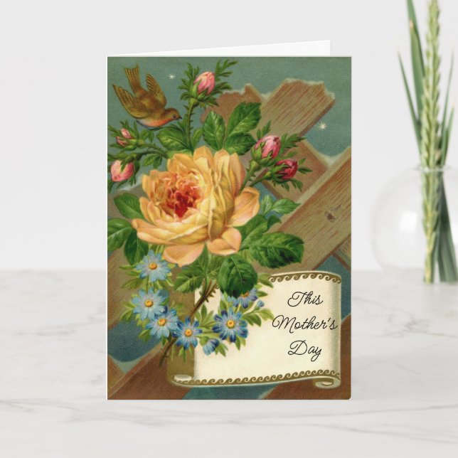 Vintage Roses Mother's Day Greeting Card (Front)