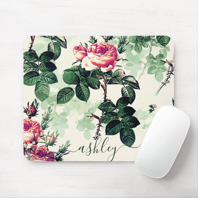 Vintage Roses Mouse Mat (With Mouse)