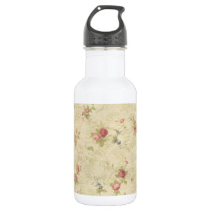 Vintage Roses old distressed fabric pattern 532 Ml Water Bottle