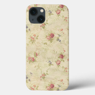 Vintage Roses old distressed fabric pattern iPhone 13 Case