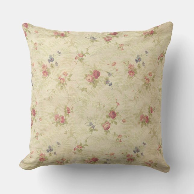 Vintage Roses old distressed fabric pattern Cushion (Front)