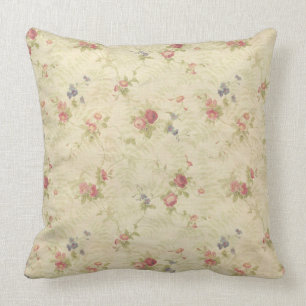 Vintage Roses old distressed fabric pattern Cushion