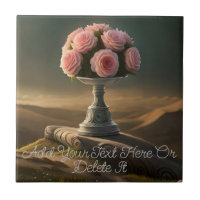 Vintage Roses on Dark Cloudy Mountain Background