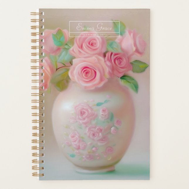 Vintage Roses Painting Planner Customisable (Front)
