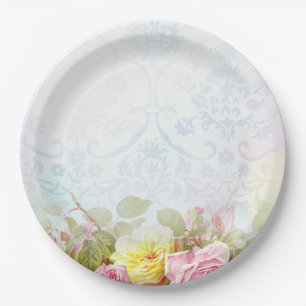 Vintage Roses Paper Plate