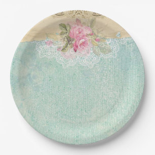 Vintage Roses Paper Plate