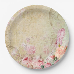 Vintage Roses Paper Plate