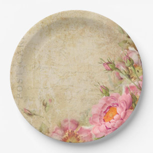 Vintage Roses Paper Plate