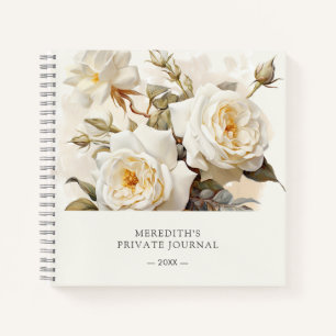 Vintage Roses Personalised Antique White Floral Notebook