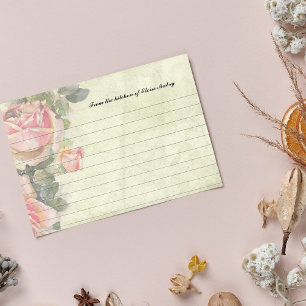 Vintage Roses Personalized Recipe Cards