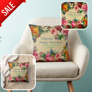 Vintage Roses Photo Wedding Anniversary Customized Cushion