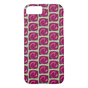 Vintage Roses Pink and Green floral pattern iPhone 8/7 Case
