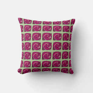 Vintage Roses Pink and Green floral pattern Cushion