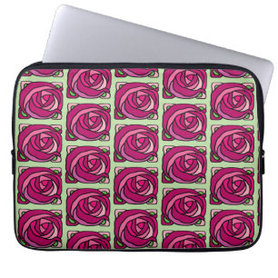 Vintage Roses Pink and Green floral pattern Laptop Sleeve