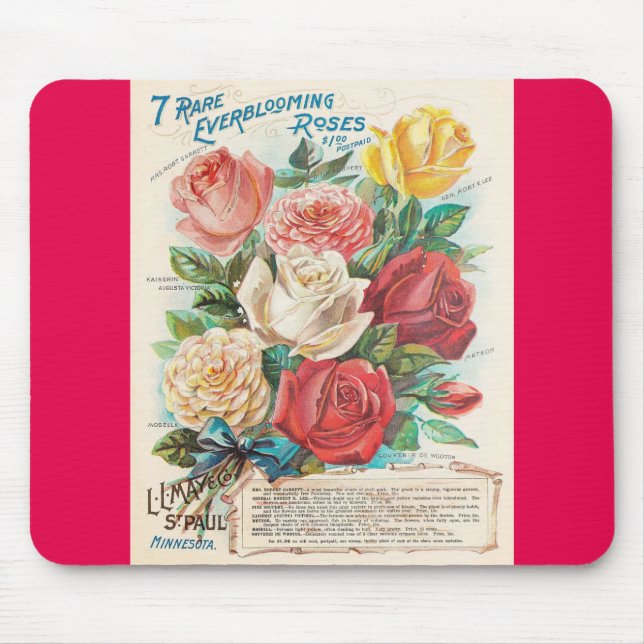 Vintage Roses Retro Advertisement Mouse Mat (Front)