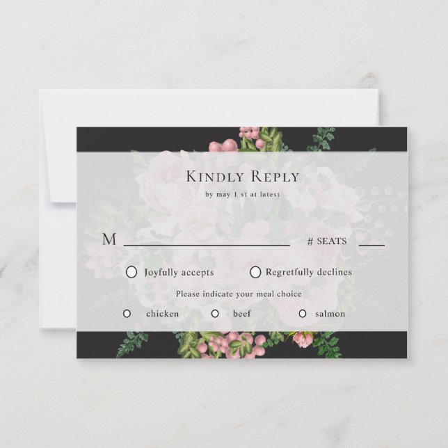 Vintage roses romantic RSVP card (Front)