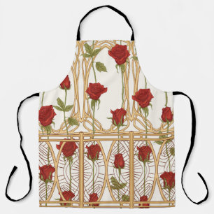 Vintage roses seamless pattern, background in art  apron