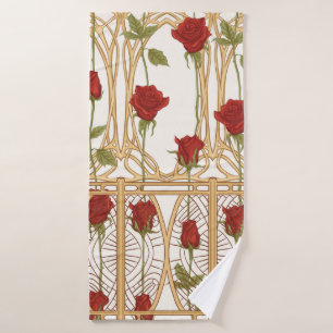 Vintage roses seamless pattern, background in art  bath towel