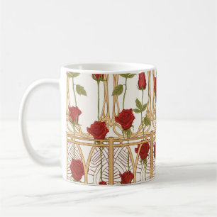 Vintage roses seamless pattern, background in art coffee mug
