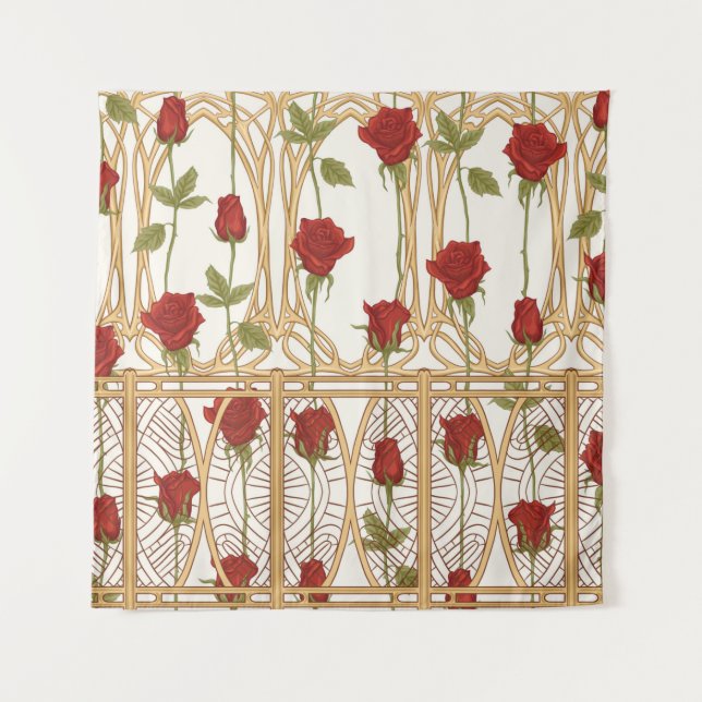 Vintage roses seamless pattern, background in art  tapestry (Front)