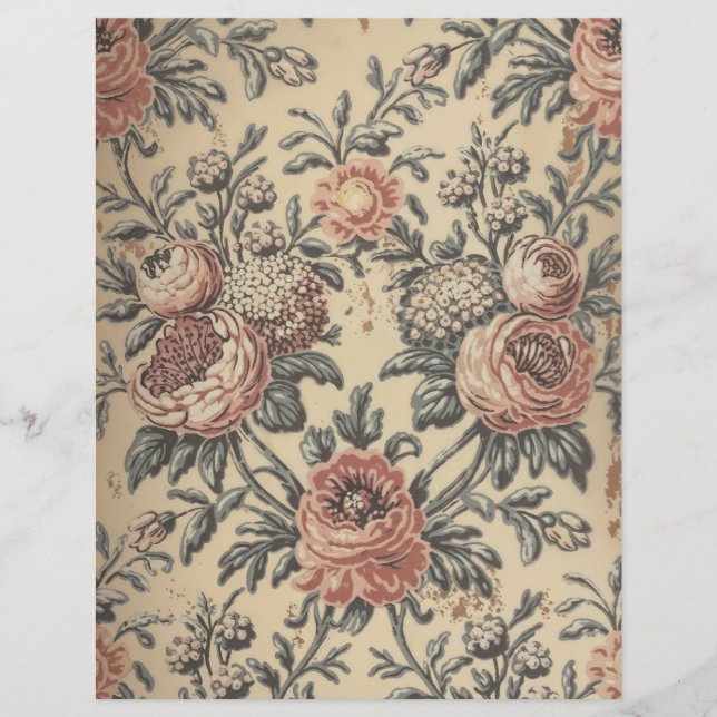 Vintage roses shabby chic scrapbook paper (Front)