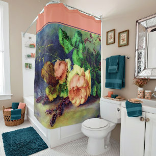 Vintage roses shower curtain