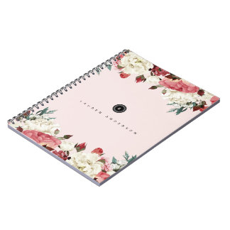 Vintage Roses Spiral Monogram Journal Notebook