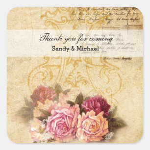 Vintage Roses Square Sticker
