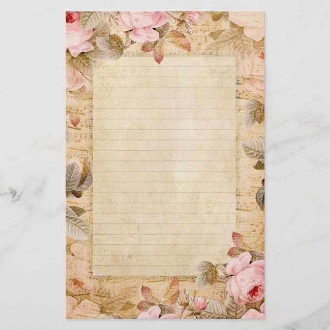 Vintage Roses Stationary Stationery (Front)