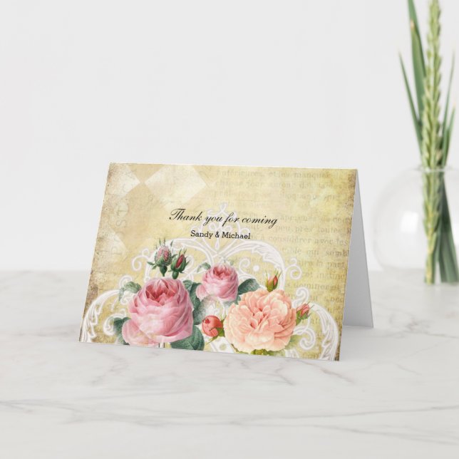 Vintage Roses Thank You Card (Front)