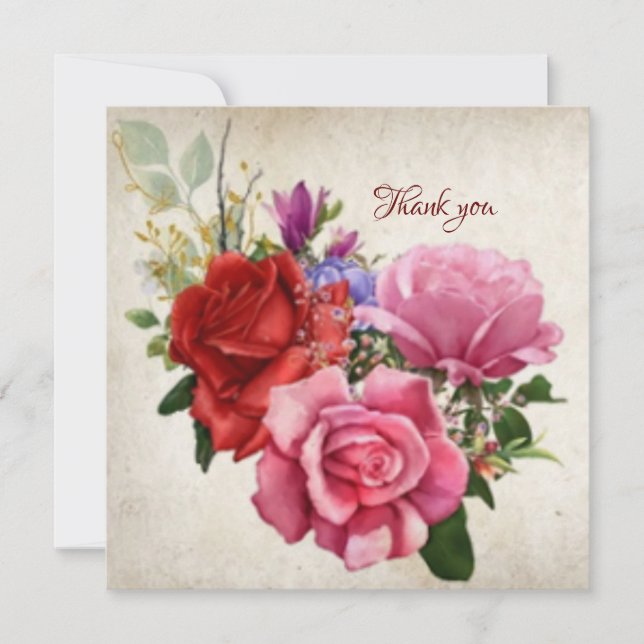 Vintage roses thank you card (Front)