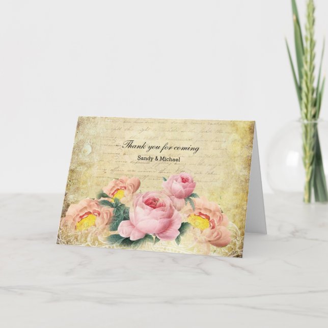Vintage Roses Thank You Card (Front)