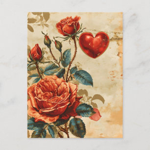 Vintage Roses Valentine's day Postcard
