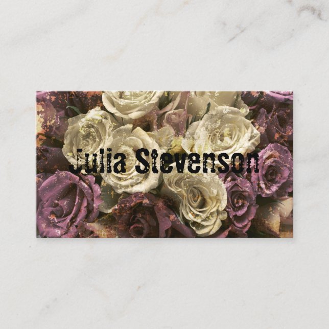 Vintage roses, vintage, shabby chic business card (Front)