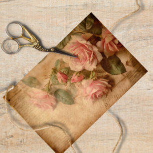 Vintage Roses Watercolor Roses Pink Roses Decoupag Tissue Paper