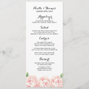Vintage Roses Wedding Menu Cards