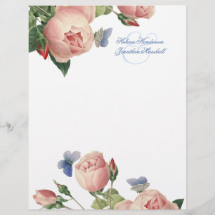 Vintage Roses Wedding Thank You Stationery Custom Letterhead