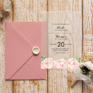 Vintage Roses Wedding Vellum Invitations