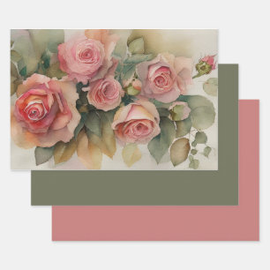 Vintage Roses Wrapping Paper Set