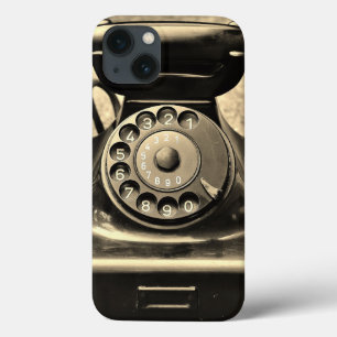 Vintage rotary phone black sepia photo iPhone 13 case