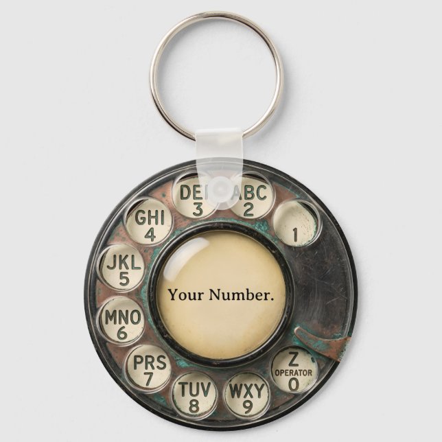 Vintage Rotary Phone Dial Key Ring (Front)