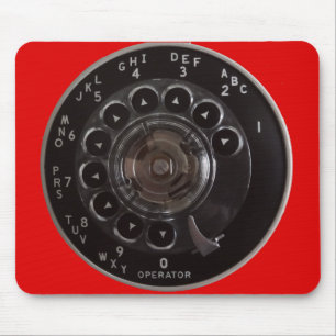 Vintage Rotary Phone Dial Mousepad (Red)
