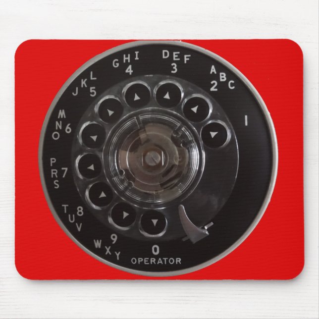 Vintage Rotary Phone Dial Mousepad (Red) (Front)