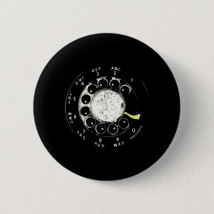 Vintage Rotary Phone Dial Pattern Telephone 6 Cm Round Badge