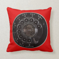 Vintage Rotary Phone Dial Pillow (Red)