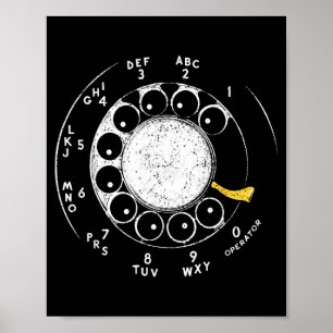 Vintage Rotary Phone Dial Retro Opvior Graphic Poster
