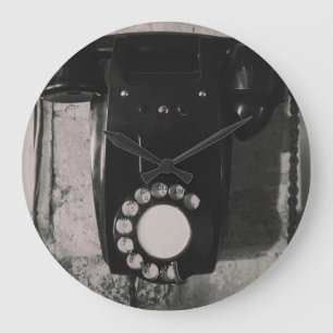 Vintage Rotary Telephone photographic print. Large Clock