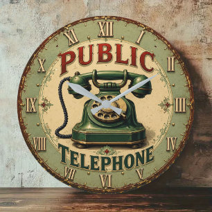 Vintage Rotary Telephone  Retro Large Clock