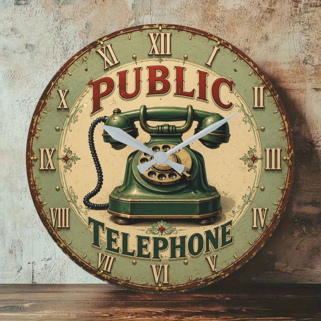 Vintage Rotary Telephone  Retro Large Clock (Creator Uploaded)