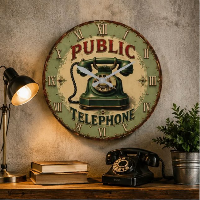 Vintage Rotary Telephone  Retro Large Clock (Creator Uploaded)